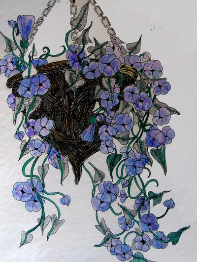 挂花，2014 年（水彩、水墨） 作者 琳达·亚瑟（Linda Arthur）