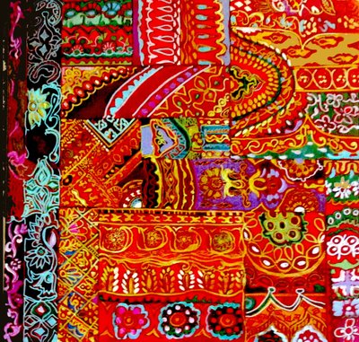 库奇刺绣，2017（混合、丙烯、墨水、油彩） 作者 琳达·亚瑟（Linda Arthur）