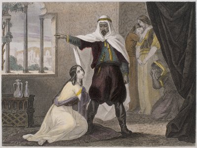 绑架美丽的Zhoraydah，来自海洋和地中海的私人历史的插图由P. Christian，1842-52 作者 或Ciappori Puche，Claudius Joseph Ciappori
