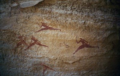 弓箭手奔跑，洞穴壁画，Tassili n