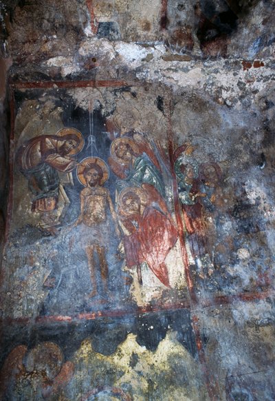 基督和天使，希腊克里特岛Voukolies的Agios Constantinos和Agia Eleni拜占庭教堂的壁画(照片) 作者 或 Magno Cesare Magni