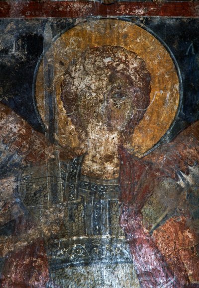 圣徒形象，希腊克里特岛Voukolies的Agios Constantinos和Agia Eleni拜占庭教堂的壁画(照片) 作者 或 Magno Cesare Magni