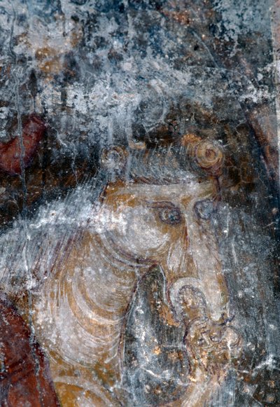 马，希腊克里特岛Anisaraki的Agia Paraskevi教堂的壁画(照片) 作者 或 Magno Cesare Magni