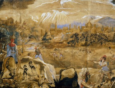 猎鹿（背景是佛罗伦萨的理想景色），细节，约 1565 年 作者 或Zuccaro Federico Zuccari