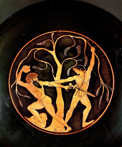 特修斯与强盗西尼斯（陶器） 作者 绘画 Elpinikos