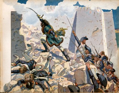 埃及战役（远征）：约阿希姆·穆拉特（Joachim Murat，1767-1815 年）围攻埃及阿克里的圣约翰。 Jacques Marie Gaston Onfray de Breville dit Job (1858-1931) 的雕刻 作者 pseudonym for Onfray de Breville Jacques Job