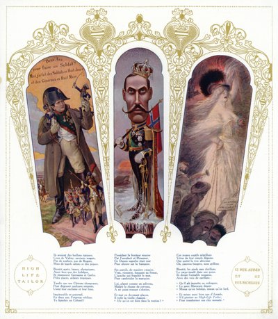 French military training, caricature of King Haakon VII of Norway, and Moroccan immigrants in France (colour litho) 作者 Onfray de Breville Jacques Job的化名