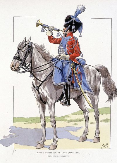 从 1804 年到 1814 年，里昂仪仗队，喇叭骑士 - 在“Hue des troupes de France”，生病了。 德约伯 作者 Onfray de Breville Jacques Job的化名