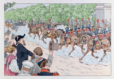 Jacques Marie Gaston Onfray de Breville dit JOB (1858 - 1931)； 《法兰西重剑》一书中的插图：拿破仑三世在香榭丽舍大街的护送； 科尔，部分 作者 Onfray de Breville Jacques Job的化名