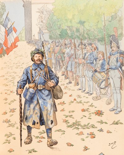 Jacques Marie Gaston Onfroy de Breville dit JOB (1858-1931) - Le triumphe du poilu（法国军队向毛茸茸的致敬的寓言），私人收藏 作者 Onfray de Breville Jacques Job的化名