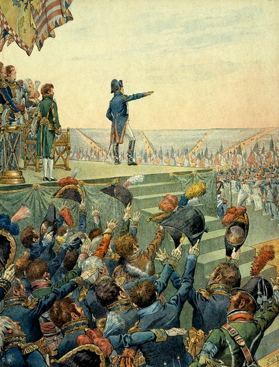拿破仑一世 (1769-1821) 于 8 月 16 日向布洛涅军营军队分发荣誉军团勋章的十字架 作者 Onfray de Breville Jacques Job的化名