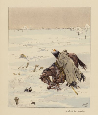 手榴弹兵的战马（彩色石版画） 作者 Onfray de Breville Jacques Job的化名