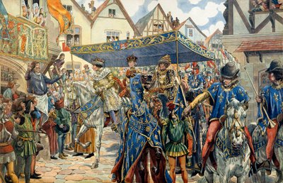 8月30日，法国路易十一（1423-1483）在巴黎凯旋，被称为 "谨慎者"。 作者 Onfray de Breville Jacques Job的化名