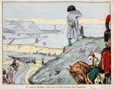 1803年3月，拿破仑领导的布洛涅河畔梅尔营地的英国军队对英格兰的进攻计划-平版印刷术 作者 Onfray de Breville Job的化名