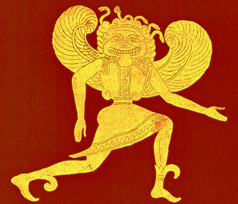伊特鲁里亚的戈尔贡，来自坎帕纳博物馆，插图来自维克多-杜鲁伊的《罗马史》，1884年出版（数字增强图片）。 作者 （之后）英语学校
