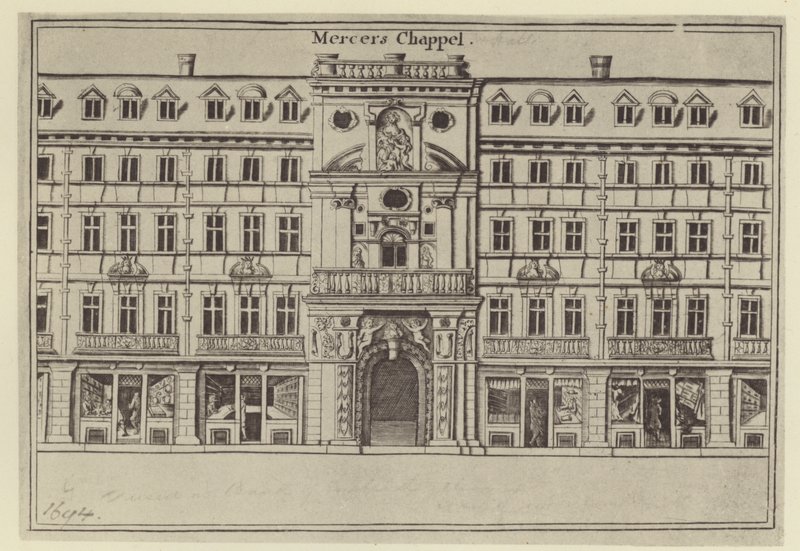 梅克尔礼拜堂，约1694年（平版印刷）。 作者 （之后）英语学校