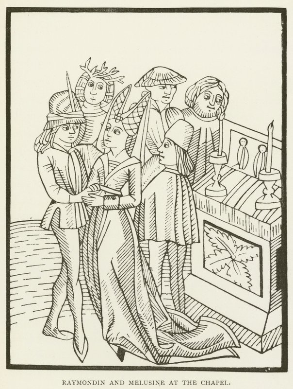 Raymondin and Melusine at the chapel (engraving) 作者 （之后）英语学校