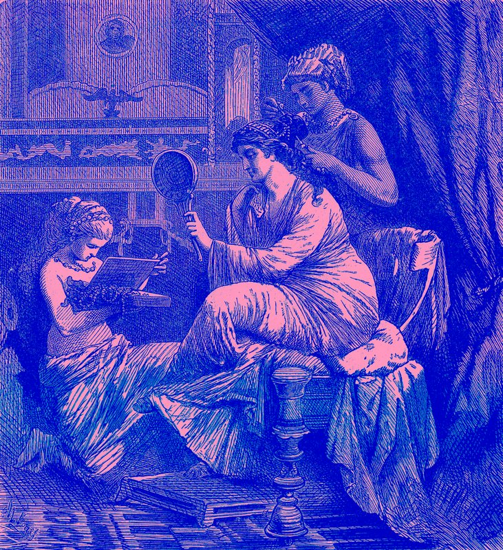 罗马女士在她的厕所，插图来自“世界历史插图”，出版于 1880 年（数字增强图像） 作者 （之后）英语学校