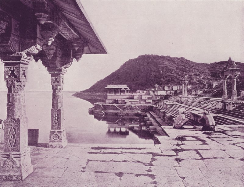 大理石峡，Rainuggur，Oodeypore（黑白照片）。 作者 （之后）英国摄影师