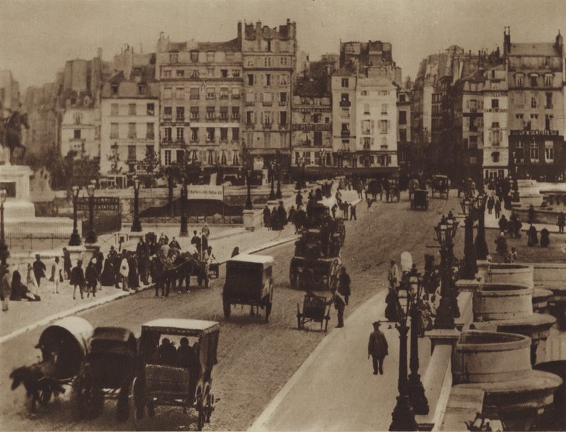 尼夫桥（Pont-Neuf），向北看（黑白照片）。 作者 （之后）法国摄影师