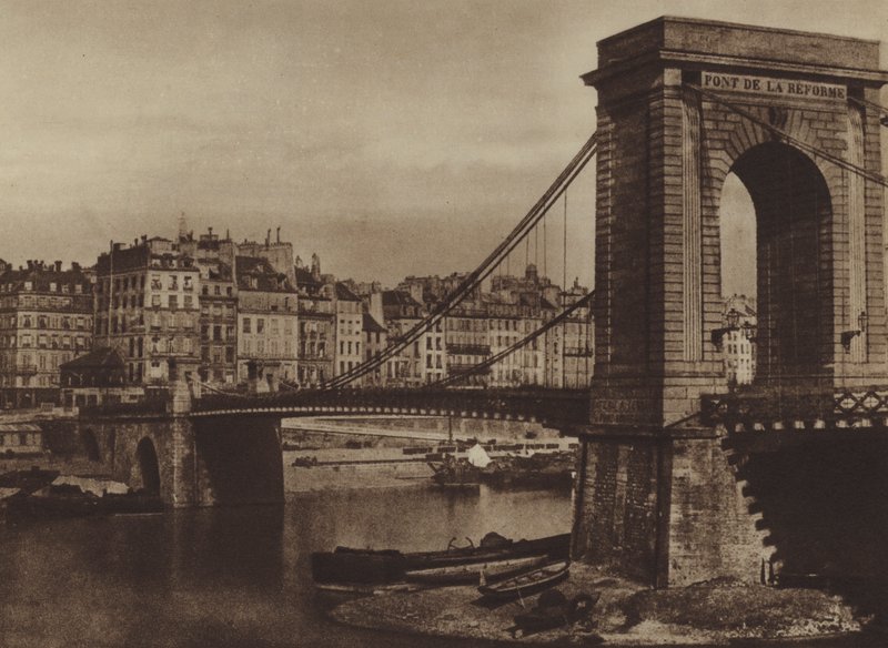 1848 年革命期间的 Pont Louis-Philippe，Pont de la Reforme（黑白照片） 作者 （之后）法国摄影师