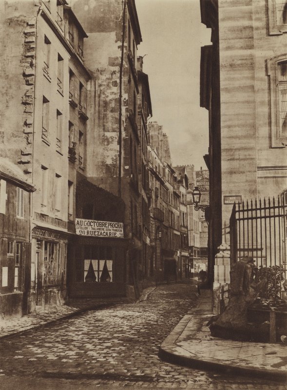 1865 年的圣克里斯托夫街，取自 rue de la Cite（黑白照片） 作者 （之后）法国摄影师