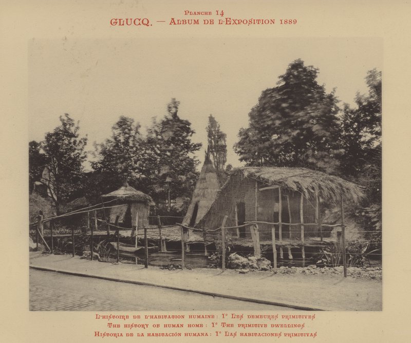 The history of human home, Io the primitive dwellings (b/w photo) 作者 （之后）法国摄影师