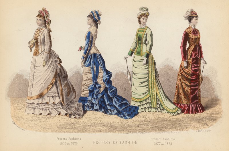 法国时尚1875 年和 1876 年流行时尚；1877 年和 1878 年流行时尚（彩色版画） 作者 （之后）法国学校