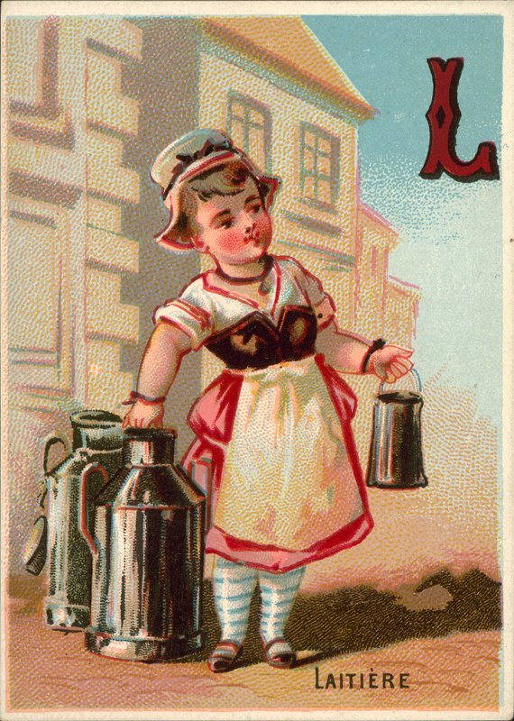L for laitiere (dairy worker) (chromolitho) 作者 （之后）法国学校