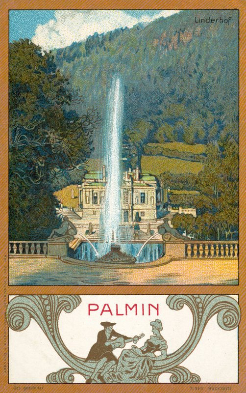 Linderhof Castle, Bavaria (chromolitho) 作者 （之后）德国学校