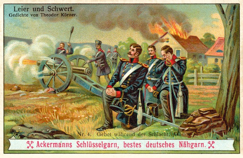 Prayer during the battle (chromolitho) 作者 （之后）德国学校