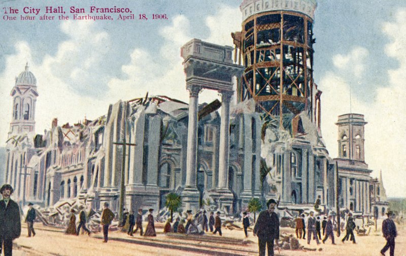 1906年地震后，旧金山市政厅 作者 美国学校