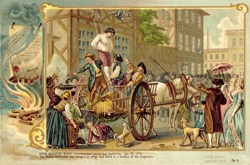 1774年1月25日，约翰马尔科姆，英国专员，涂焦油和羽毛 作者 美国学校