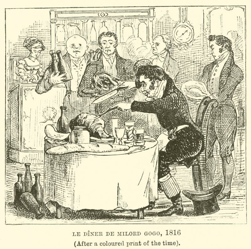 Le Diner de Milord Gogo，1816年（经过彩色印刷后的时间） 作者 英语学校