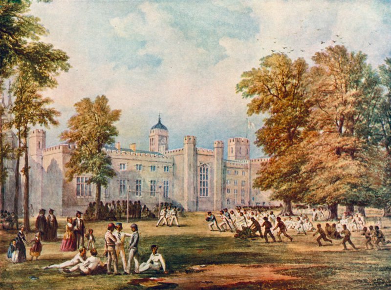 1852年在沃里克郡的橄榄球学校打橄榄球比赛 作者 英语学校