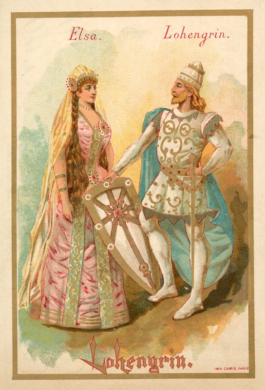 Elsa和Lohengrin，来自Richard Wagners歌剧Lohengrin 作者 法语学校