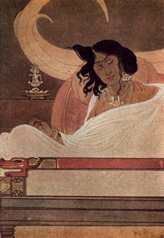 菩萨的獠牙（彩色石版画） 作者 泰诺尔（Abanindranath Tagore）