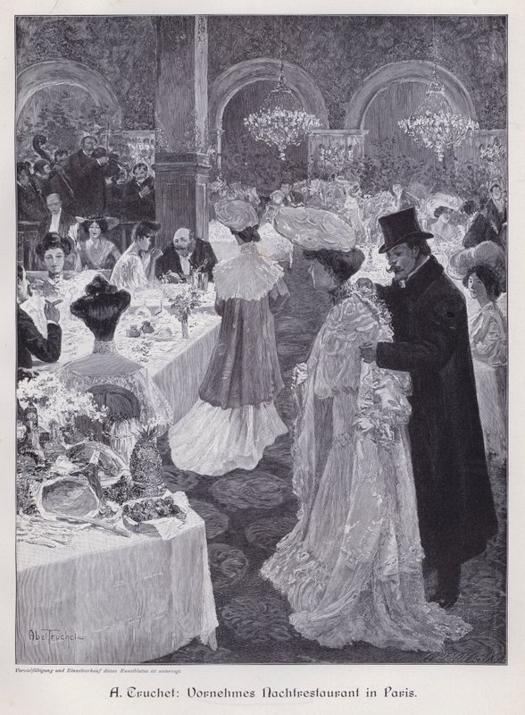 Evening in an Elegant Restaurant in Paris (engraving) 作者 亚伯·特鲁谢