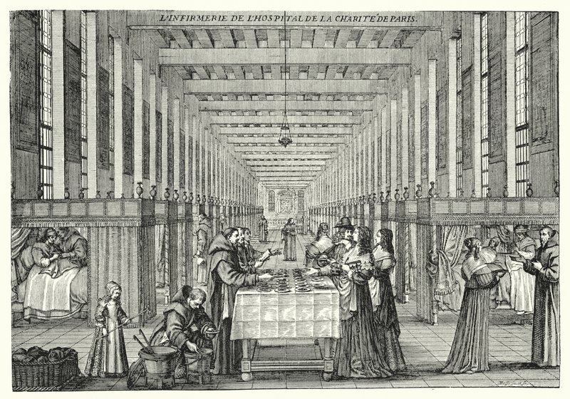 The Infirmary of the Hopital de la Charite of Paris (engraving) 作者 亚伯拉罕（继）博塞