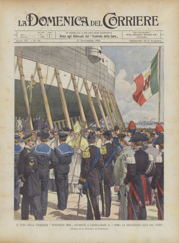 Il Varo Della Battleship Benedetto Brin发生在Castellamare 7 Corr，由神职人员给予的祝福 作者 阿基里·贝尔特拉姆（Achille Beltrame）