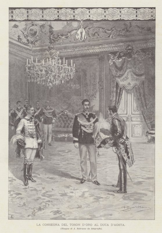 交付Toson DOro到Duke DAosta 作者 阿基里·贝尔特拉姆（Achille Beltrame）