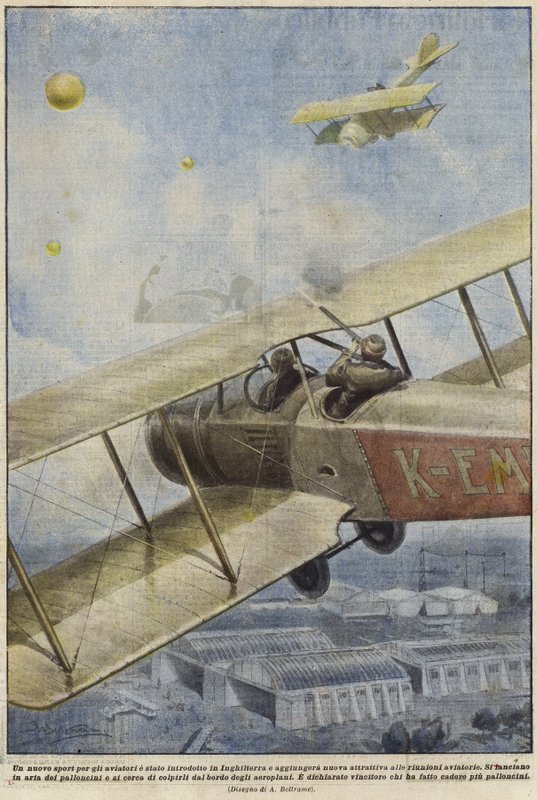 飞机射击的枪手在英国上空飞行 作者 阿基里·贝尔特拉姆（Achille Beltrame）