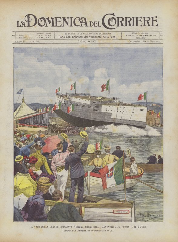 Varo Della Grande Battleship Margherita Margherita于5月30日在拉斯佩齐亚发生 作者 阿基里·贝尔特拉姆（Achille Beltrame）