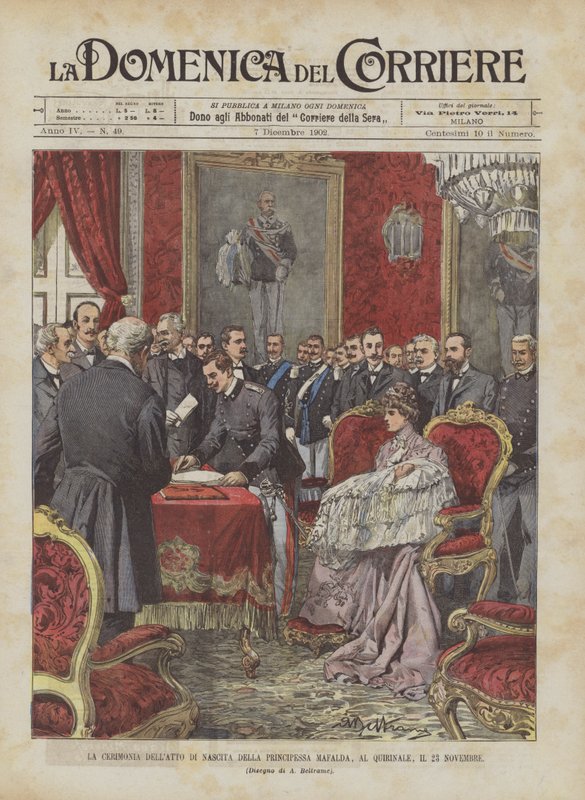 11月23日，Al Quirinale，Mafalda公主的诞生仪式 作者 阿基里·贝尔特拉姆（Achille Beltrame）