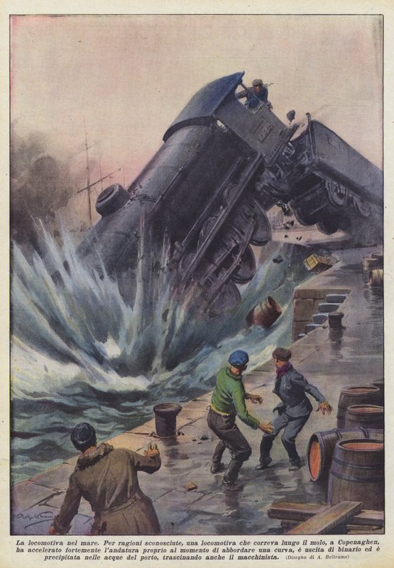 在海上的机车 作者 阿基里·贝尔特拉姆（Achille Beltrame）