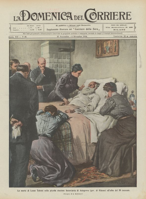 Leone Tolstoi在阿斯塔波沃（Riasan gov）的小火车站在当前20日的黎明时死亡 作者 阿基里·贝尔特拉姆（Achille Beltrame）