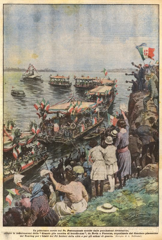 波河上风景如画的游行 作者 阿基里·贝尔特拉姆（Achille Beltrame）