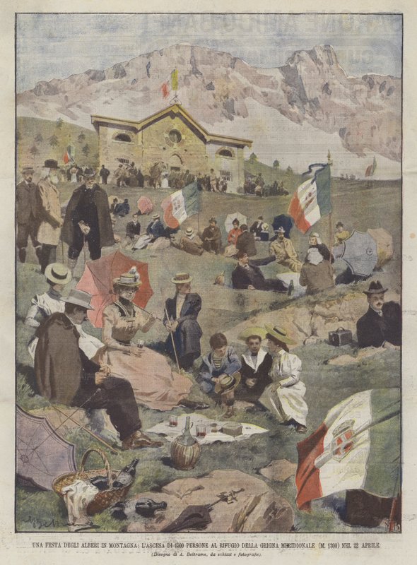 山中的树木节，在Rifugio della Grigna Meridionale上升了1500人？ 作者 阿基里·贝尔特拉姆（Achille Beltrame）