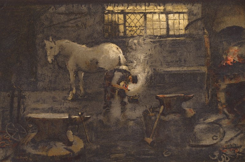 我们的乡村铁匠（chromolitho） 作者 艾达·霍兰（Ada Holland）