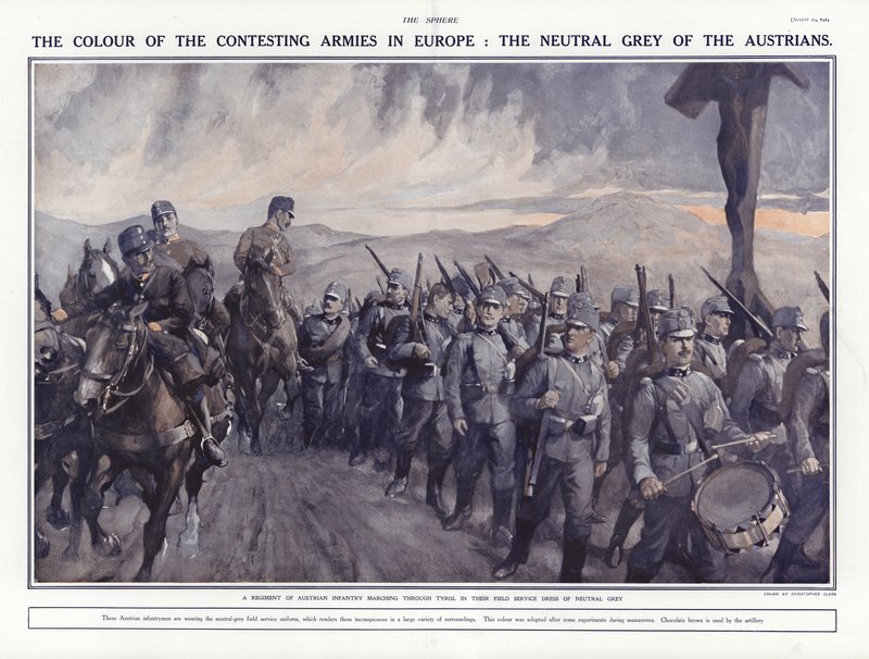 奥地利士兵在1914年第一次世界大战期间游行蒂罗尔 作者 艾迪生·托马斯·米勒